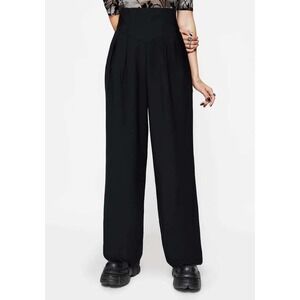 Disturbia Brenna Corset High Waist Wide Leg Trouser Black BT1688-UK10 US6 EU38
